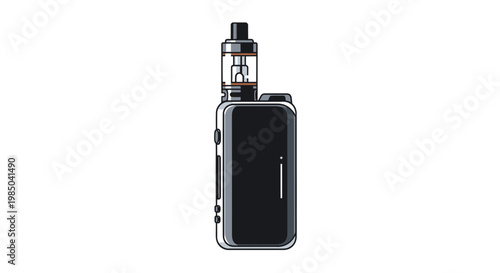 Modern Electronic Cigarette Device, Vape Mod with Tank, Isolated on White