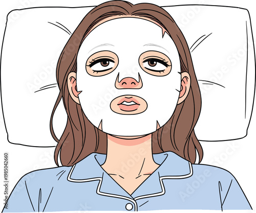 A Young Woman Lying In Bed Wearing A Sheet Mask