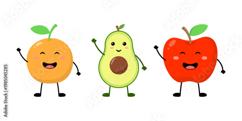 Cute Fruit Characters Collection Illustration