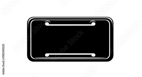 Blank Black License Plate Frame Isolated on White Background