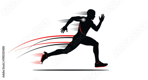 Athlete Silhouette Running Fast, Motion Streaks, Sprinting, Speed, Dynamic Movement
