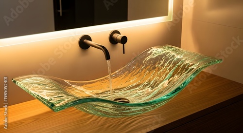 Image 1 (glass sink with wall faucet)
Optimized title:
