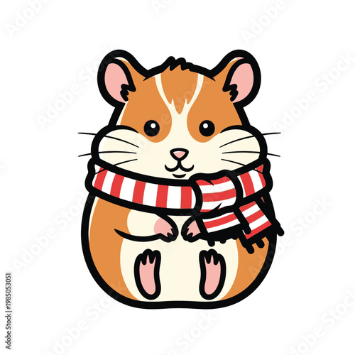 Cute Hamster Wearing Red Scarf.