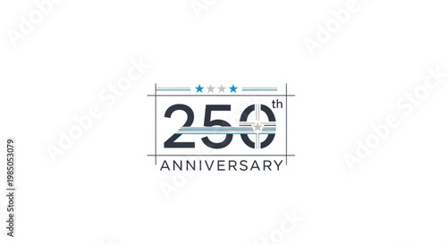 A vector graphic celebrating a 250th anniversary with a modern design