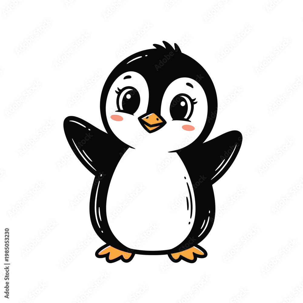 Obraz premium Cute Cartoon Penguin Character Design.