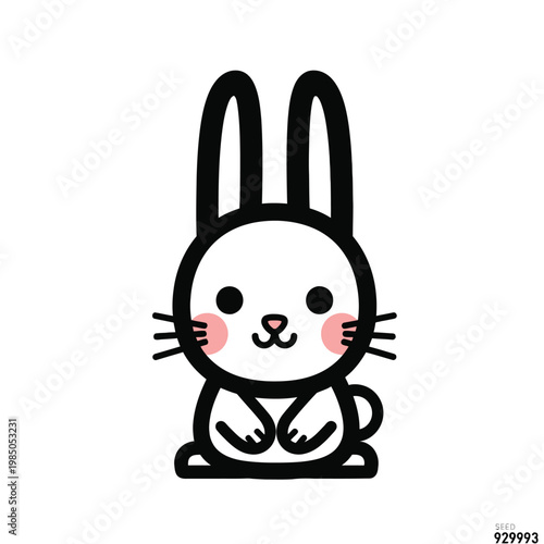 Cute Cartoon Bunny Sitting Down.