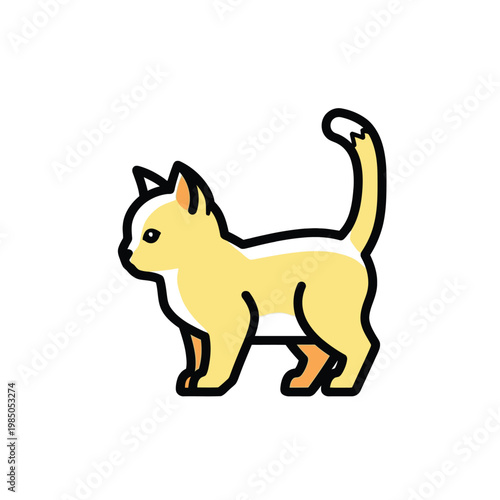 Cartoon Yellow Cat Side View.
