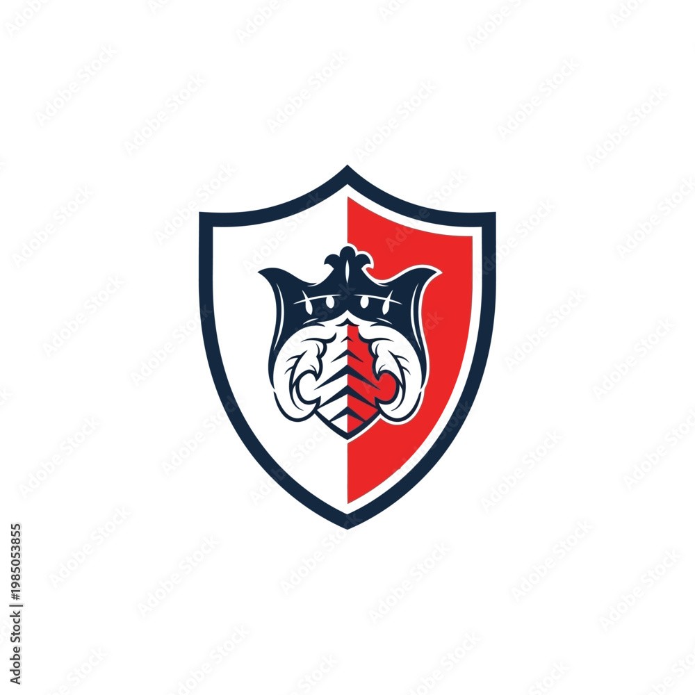 Fototapeta premium Heraldic Shield Emblem with Ram Head and Crown.