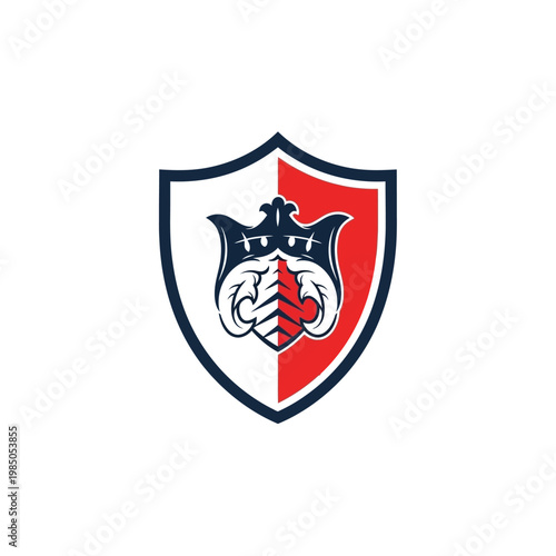 Heraldic Shield Emblem with Ram Head and Crown.