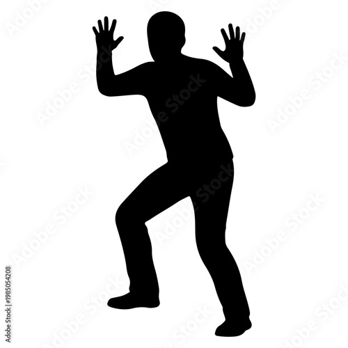 Silhouette of a person pushing against an invisible wall.