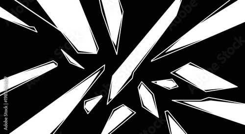 Abstract Shattered Glass Effect, Black and White, Dynamic Explosion