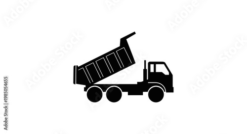 Dump Truck Icon Silhouette, Construction Vehicle Vector Art