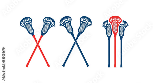 Lacrosse Sticks Crossed and Grouped, Sport Equipment Graphic