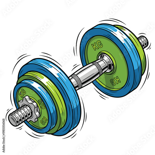 Dumbbell weights for strength training exercises.