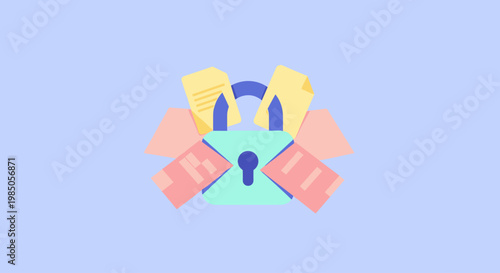 Graphic Design Lock Symbol Element.