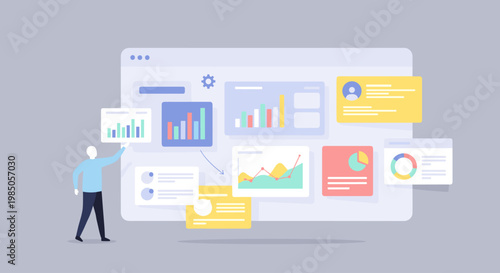 Businessman looking at data analysis charts.