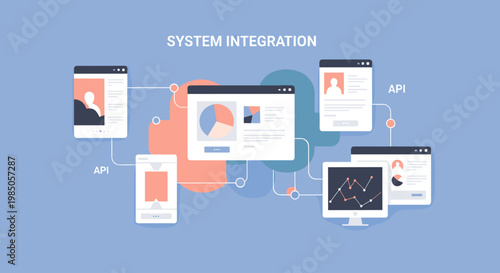 System integration on computer screens.