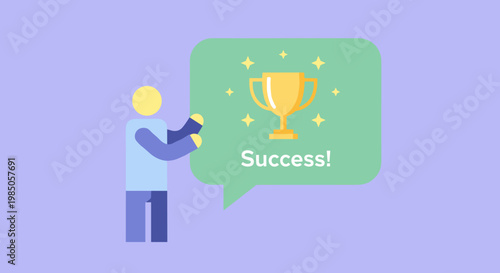 Person Holding Trophy for Success Achievement.
