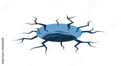 Cracked Earth Hole Abstract Illustration - Risk and Danger Concept