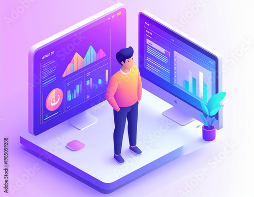 3D flat character illustration scenes for SaaS demos