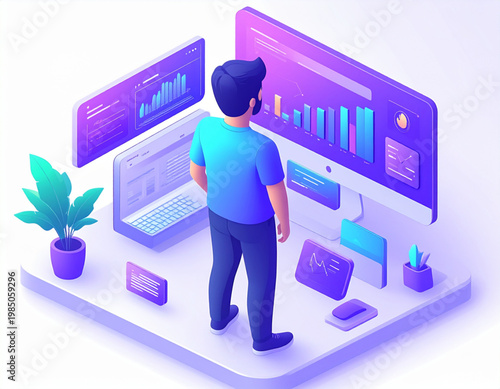 3D flat character illustration scenes for SaaS demos