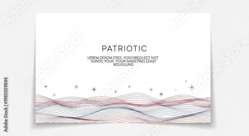 A patriotic vector graphic design featuring a wavy line pattern and stars on a white background