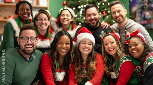 Festive team photos. capturing the holiday spirit with festively dressed-up team members