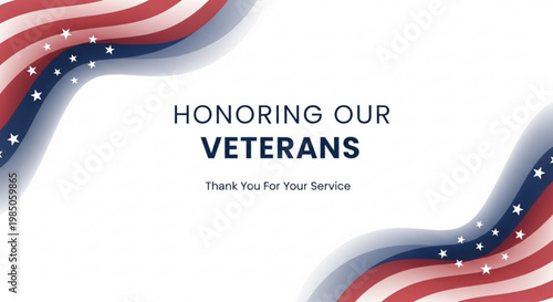 A patriotic vector graphic honoring American veterans with a red, white, and blue design