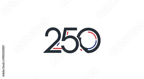 A modern vector graphic illustration of the number 250 with a minimalist design