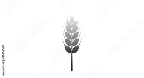 Single Wheat Stalk Icon, Monochrome Grain Ear, Minimalist Design
