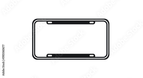 Blank License Plate Frame Outline Vector Icon