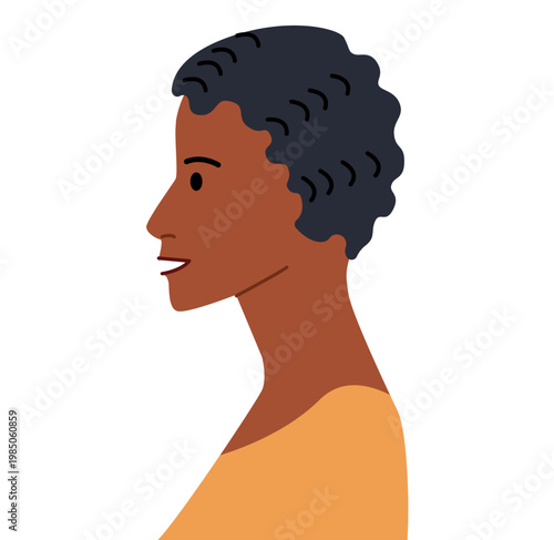 Finger waves marcelling hairstyle flat vector profile view, sculpted wave hair shape vintage composition for avatar, beauty app, interface, fashion illustration