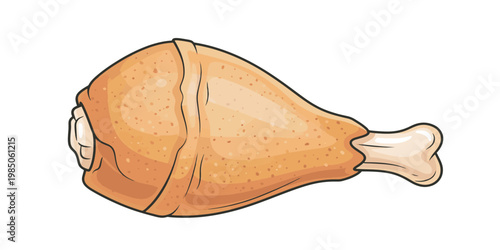 Crispy Chicken Drumstick Vector Illustration with Golden Texture