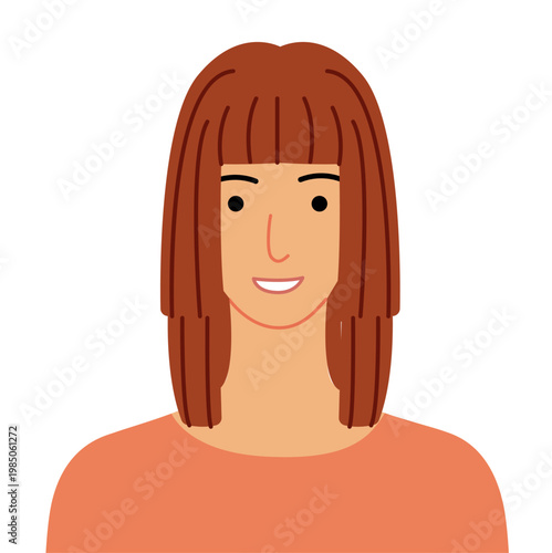 Hime cut hairstyle flat vector front view, straight hair shape sharp line composition for avatar, beauty app, interface, fashion illustration