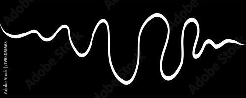 Thin squiggle underline stroke with gentle ups and downs in black background. Minimal continuous line works as highlight for titles, links and handwritten style notes in digital or print layouts.