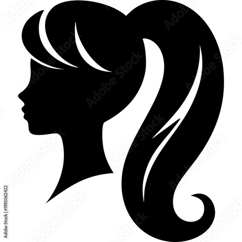 Ponytail Hairstyle Icon Vector