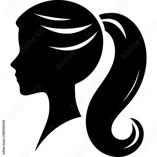 Ponytail Hairstyle Icon Vector