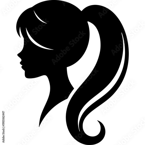 Ponytail Hairstyle Icon Vector