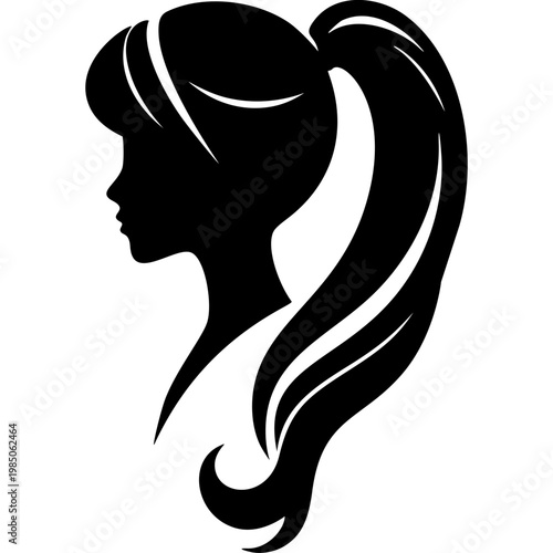 Ponytail Hairstyle Icon Vector