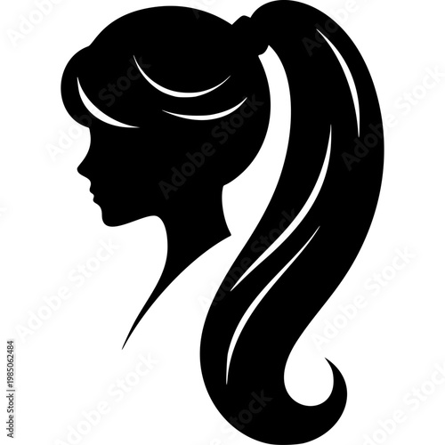 Ponytail Hairstyle Icon Vector