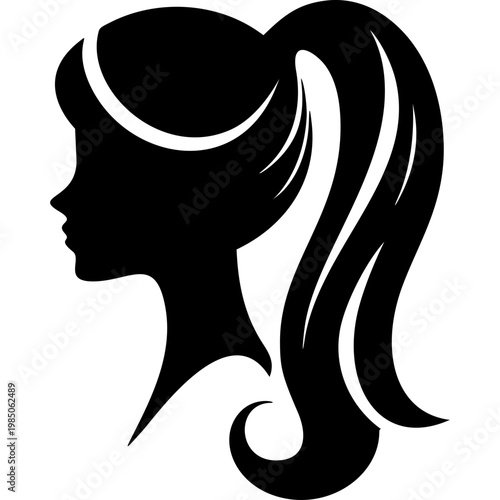 Ponytail Hairstyle Icon Vector