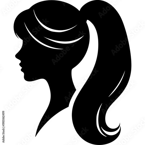 Ponytail Hairstyle Icon Vector