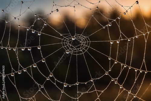 Morning dew on spider web sunrise spider web with dew