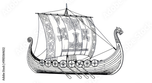 Draken Viking Ship Illustration