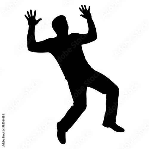 Silhouette of a man falling or stumbling.