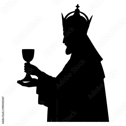 Silhouette of a King Holding a Chalice.
