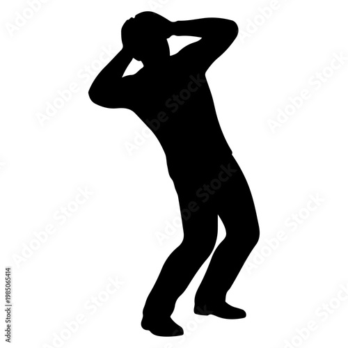 Silhouette of a person holding their head in distress.