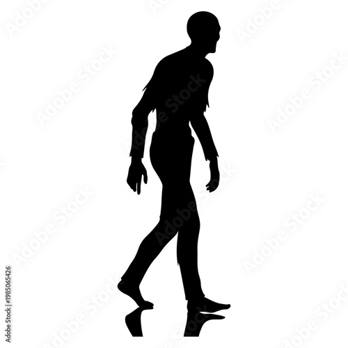 Silhouette of a walking zombie figure.