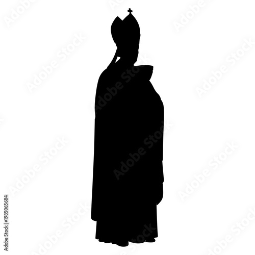 Silhouette of a Bishop in Full Regalia.