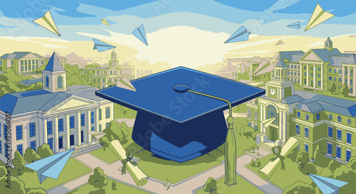 Graduation Cap Academic Achievement Symbol.